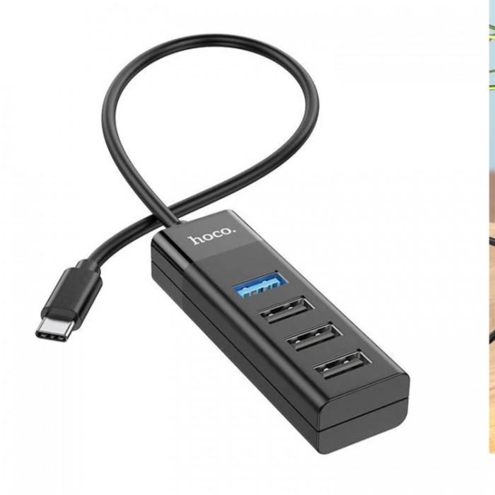 Hoco HB25 Easy mix USB-C HUB 4-in-1 (1*USB 3.0, 3*USB 2.0) Адаптер