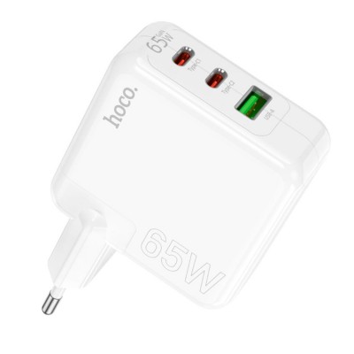 Hoco C115A USB + 2*USB Type C 2PD+QC3.0 65W (65 Вт) Сетевое зарядное устройство