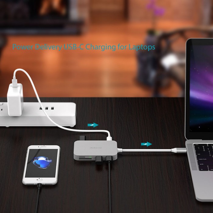 Dodocool DC49 USB-C HUB 6-in-1 (USB, SD, TF) Адаптер