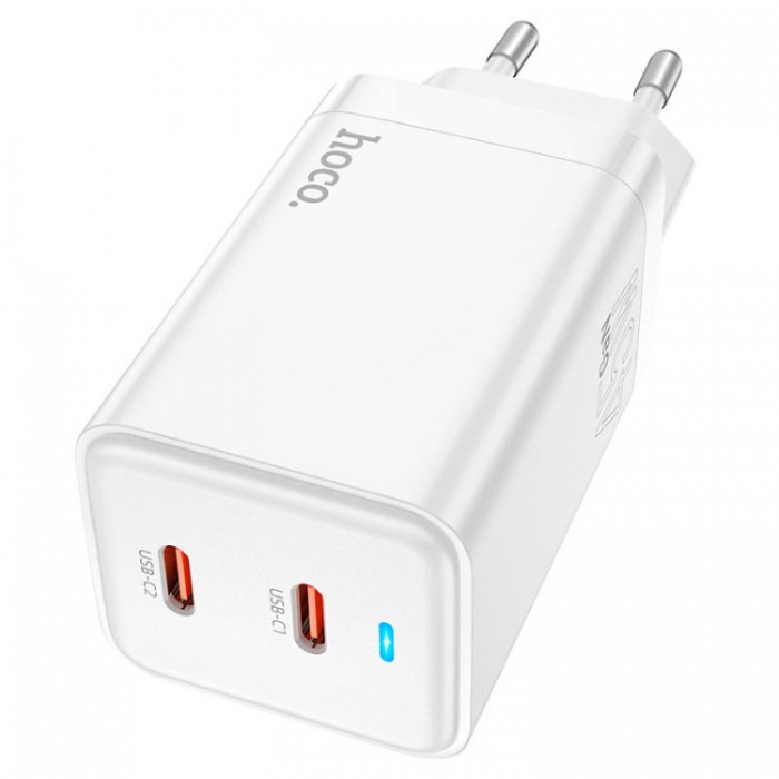 Hoco N23 (2*USB Type-C PD) 45W + QC 3.0 (45 Вт) + Кабель Lightning - USB -C Сетевое зарядное устройство