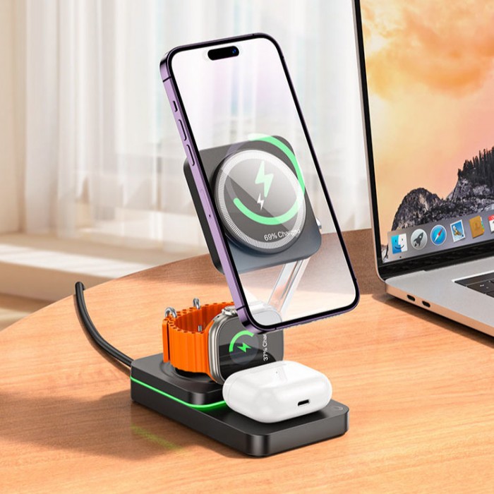 Hoco CQ10 Consuelo folding 3-in-1 wireless Беспроводное зарядное устройство