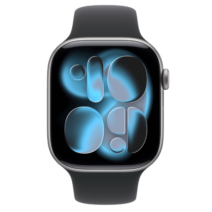 Apple Watch Series 11, 46 мм, Умные часы Корпус из алюминия Серый космос, спортивный ремешок Черный S/M