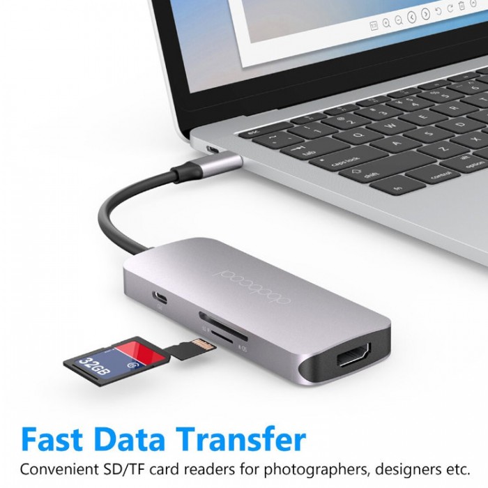 Dodocool DC68 USB-C HUB 7-in-1 (USB, HDMI, SD, TF) Адаптер