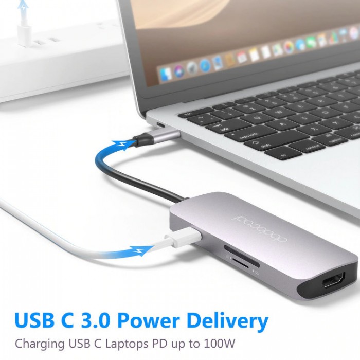 Dodocool DC68 USB-C HUB 7-in-1 (USB, HDMI, SD, TF) Адаптер