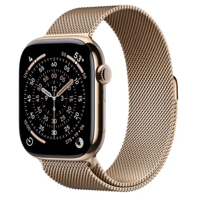 Apple Watch Series 11, 46 мм (MFD74) Умные часы Корпус из титана золотого цвета, миланский браслет золотого цвета S/M