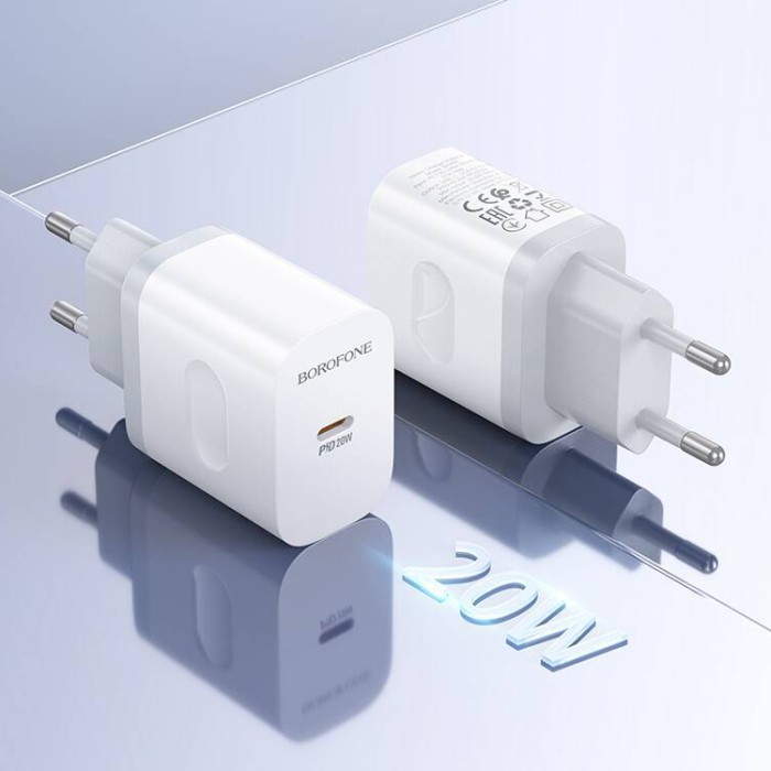 Borofone BA99A Breeze single port PD3.0 Type-C (20 Вт) + Кабель Type-C - Type-C 1м Сетевое зарядное устройство и кабель