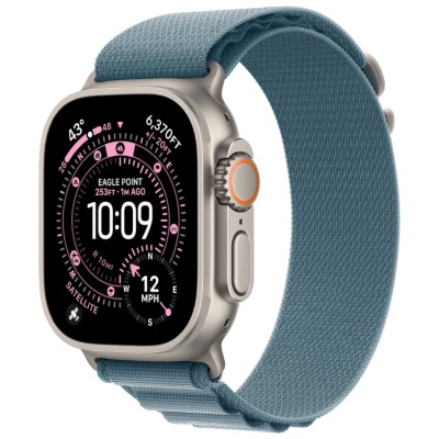 Apple Watch Ultra 3, 49 мм, GPS + Cellular (MEWM4) Умные часы корпус из Натурального титана, ремешок Alpine размер M светло-голубого
