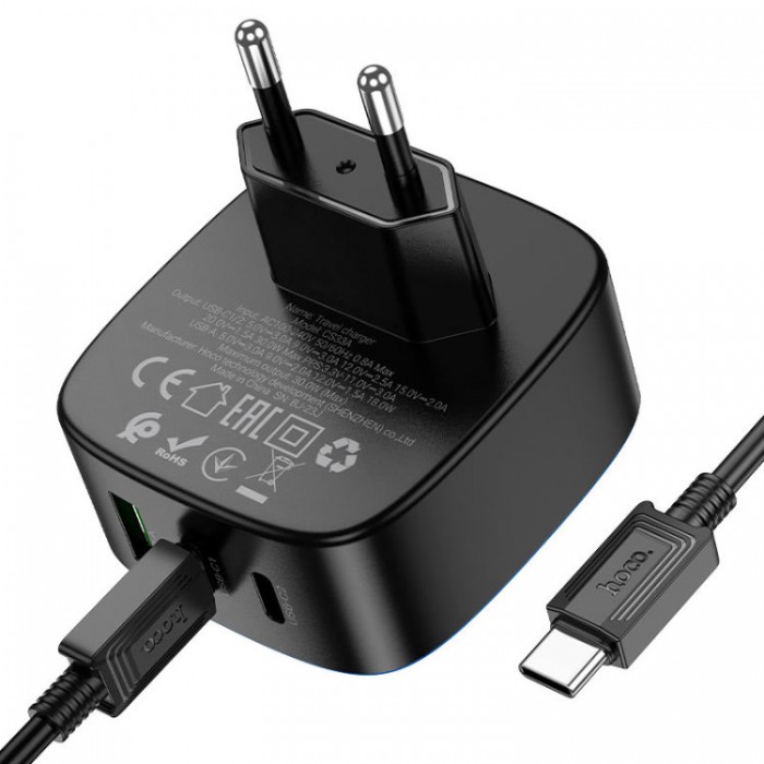 Hoco CS33A Rise PD+QC3.0 USB-A + 2*USB-C (30 Вт) Сетевое зарядное устройство