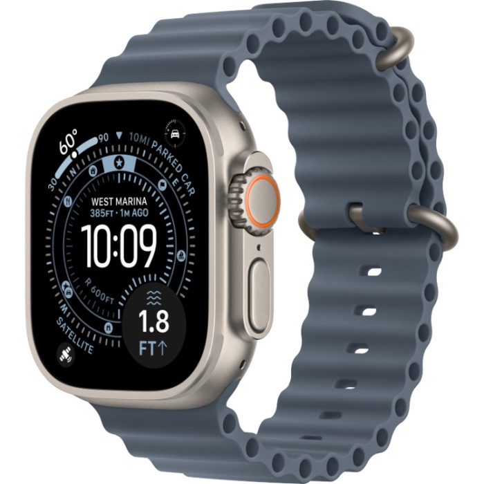 Apple Watch Ultra 3, 49 мм, GPS + Cellular (MEWK4) Умные часы корпус из Натурального титана, ремешок Alpine размер S светло-голубого