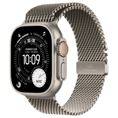 Apple Watch Ultra 3, 49 мм, GPS + Cellular (MEWW4) Умные часы корпус из Натурального титана, ремешок Milanese Loop цвета натуральный титан размер S