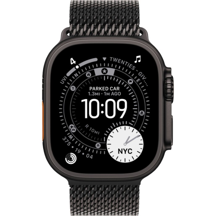 Apple Watch Ultra 3, 49 мм, GPS + Cellular (MEWW4) Умные часы корпус из Натурального титана, ремешок Milanese Loop цвета натуральный титан размер S