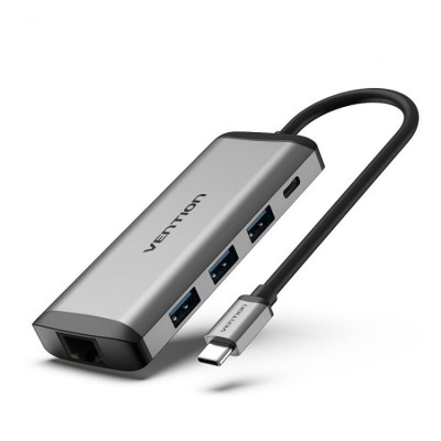 Vention USB-C Docking Station 8-in-1 (3*USB 3.0, HDMI, RJ45, TF, SD, PD) Адаптер