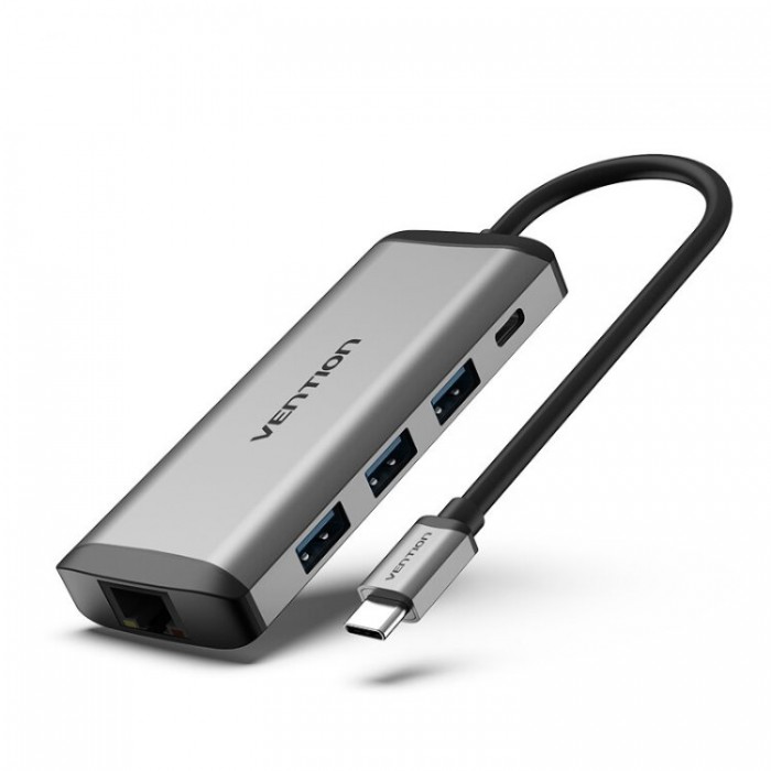 Vention USB-C Docking Station 8-in-1 (3*USB 3.0, HDMI, RJ45, TF, SD, PD) Адаптер