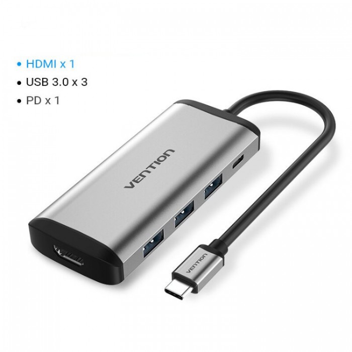 Vention USB-C Docking Station 5-in-1 (3*USB 3.0, HDMI, PD) Адаптер