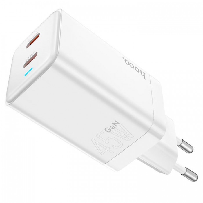 Hoco N23 (2*USB Type-C PD) 45W + QC 3.0 (45 Вт) Сетевое зарядное устройство
