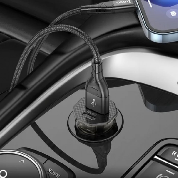 Hoco DZ16 USB+USB-C QC3.0 PD30W Автомобильное зарядное устройство