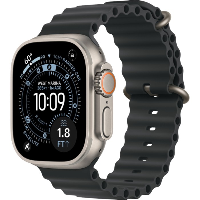Apple Watch Ultra 3, 49 мм, GPS + Cellular, корпус из Черного титана, ремешок Trail Loop M/L черного цвета