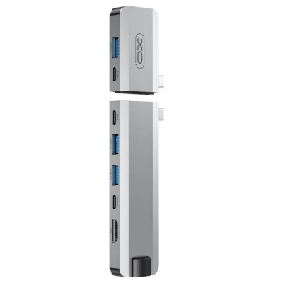 XO HUB017 USB-C HUB Magnetic Metal Docking 9-in-1 (3*USB 3.0, 3*USB-C, 2*HDMI, RJ45) Адаптер