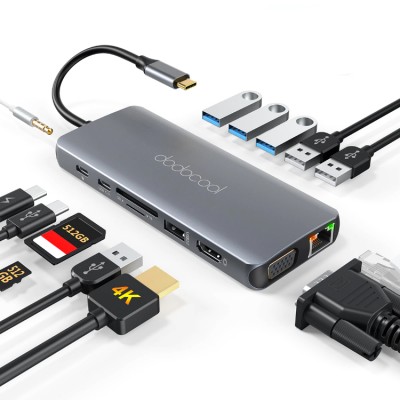 Dodocool USB-C HUB 14-in-1 (USB, HDMI, SD, TF, Ethernet, VGA, USB-C, 3,5mm jack) Адаптер