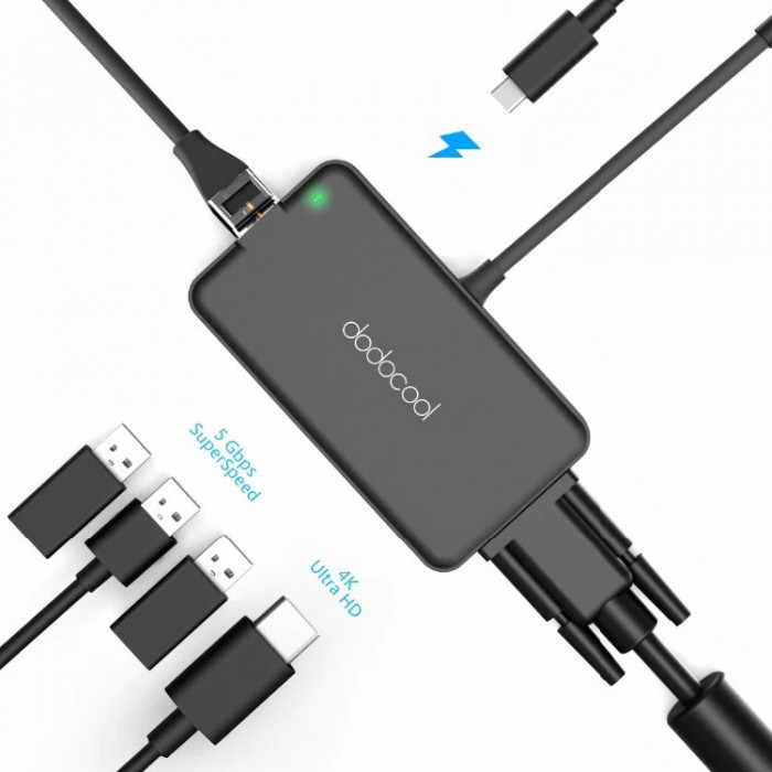 Dodocool DC35B-1 USB-C HUB 8-in-1 (USB, HDMI, Ethernet, VGA) Адаптер