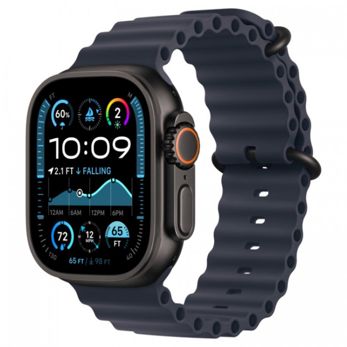 Apple Watch Ultra 2, 49 мм, GPS + Cellular, корпус из черного титана, ремешок Ocean Black черного цвета