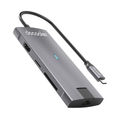Docooler USB-C HUB 8-in-1 (USB, HDMI, SD, TF, Ethernet) Адаптер