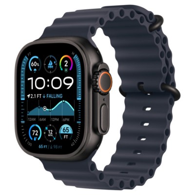 Apple Watch Ultra 2, 49 мм, GPS + Cellular, корпус из черного титана, ремешок Ocean Navy темно-синего цвета