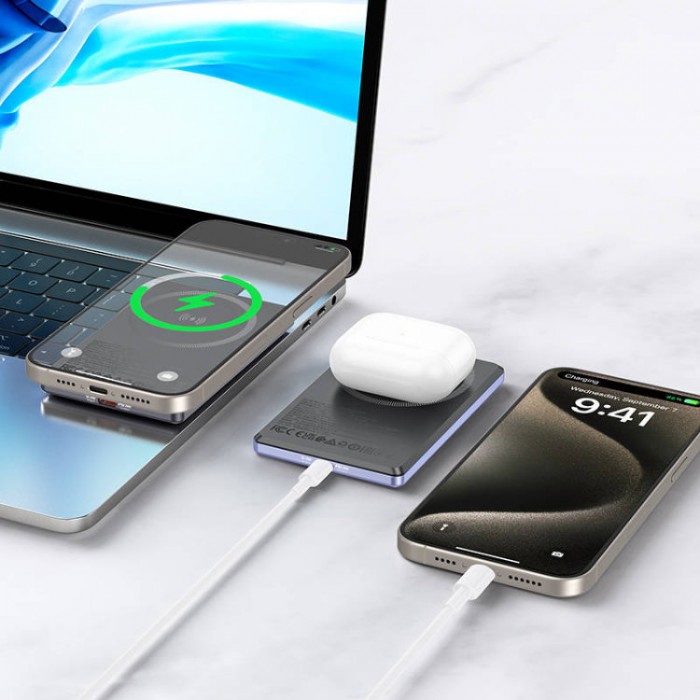 Borofone BJ50 Leader Wireless MagSafe Power Bank 1xUSB-C, 15W, 2А, PD20W (5 000 мАч) Внешний аккумулятор