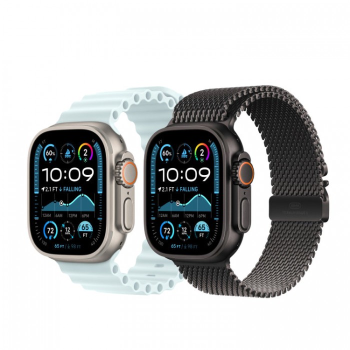 Apple Watch Ultra 2, 49 мм, GPS + Cellular, корпус из черного титана, ремешок Milanese Loop Black черного цвета, размер M