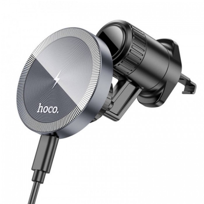 Hoco HW6 Vision metal magnetic wireless fast charging car holder Беспроводное зарядное устройство-автодержатель с поддержкой MagSafe
