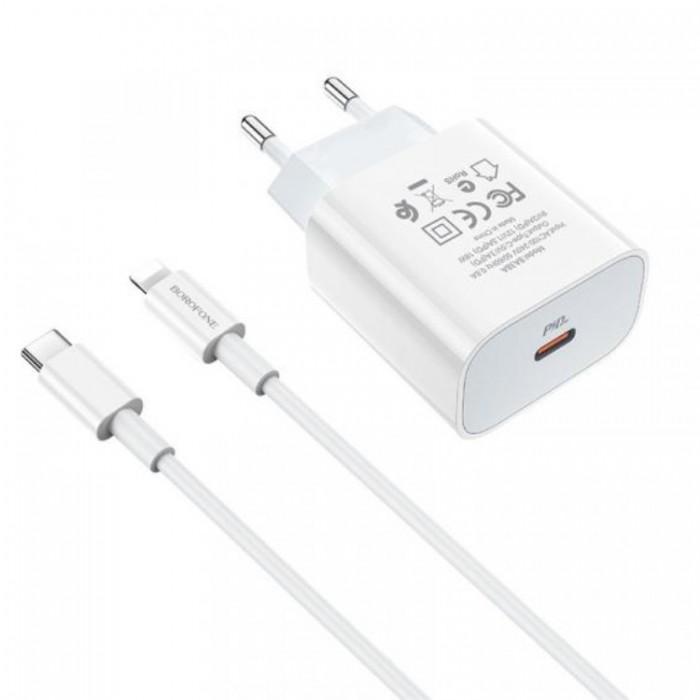 Borofone BA38A Speedy PD3.0 Type-C (20 Вт) + Type-C to Lightning Cable Сетевое зарядное устройство и кабель