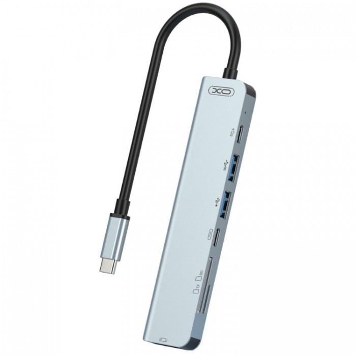 XO HUB012B 7 in 1 TYPE-C Multifunctional Docking Station (HDMI, SD/TF, 2*USB 3.0, USB-C, PD) Адаптер