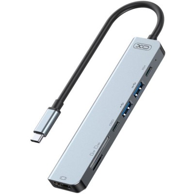 XO HUB012B 7 in 1 TYPE-C Multifunctional Docking Station (HDMI, SD/TF, 2*USB 3.0, USB-C, PD) Адаптер