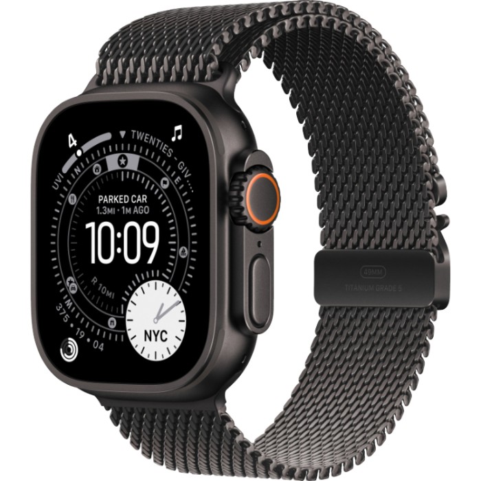 Apple Watch Ultra 3, 49 мм, GPS + Cellular, корпус из Черного титана, ремешок Trail Loop S/M черного цвета