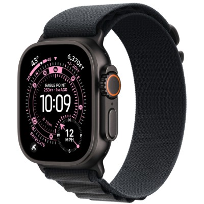 Apple Watch Ultra 3, 49 мм, GPS + Cellular, корпус из Черного титана, ремешок Alpine размер M черного цвета