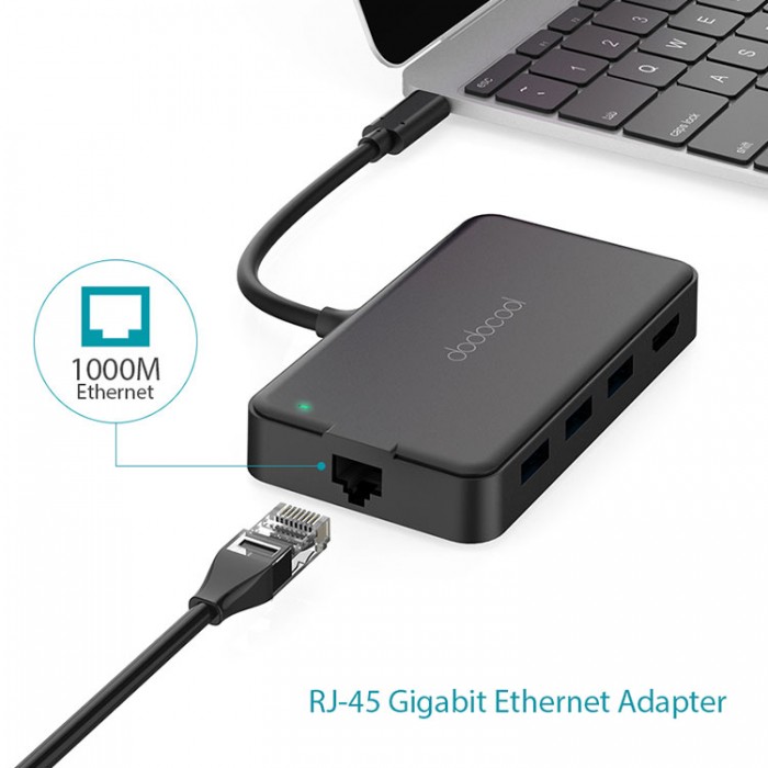 Dodocool DC46 USB-C HUB 8-in-1 (USB, HDMI, SD, TF, Ethernet) Адаптер