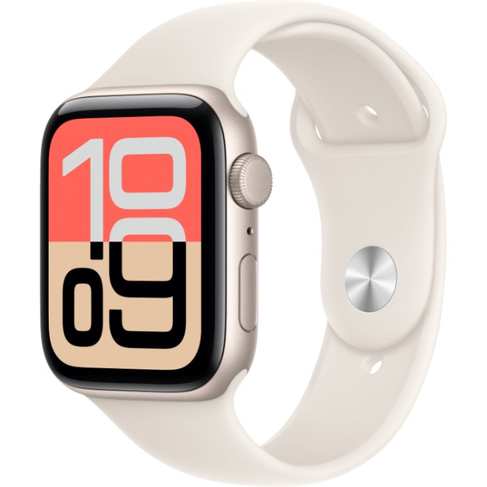 Apple Watch SE 3, 44 мм, Умные часы Корпус из алюминия цвета Сияющая звезда, спортивный ремешок Сияющая звезда