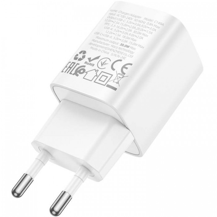 Hoco C149A PD+QC3.0 30W 3.0 USB + USB-C (30 Вт) Сетевое зарядное устройство