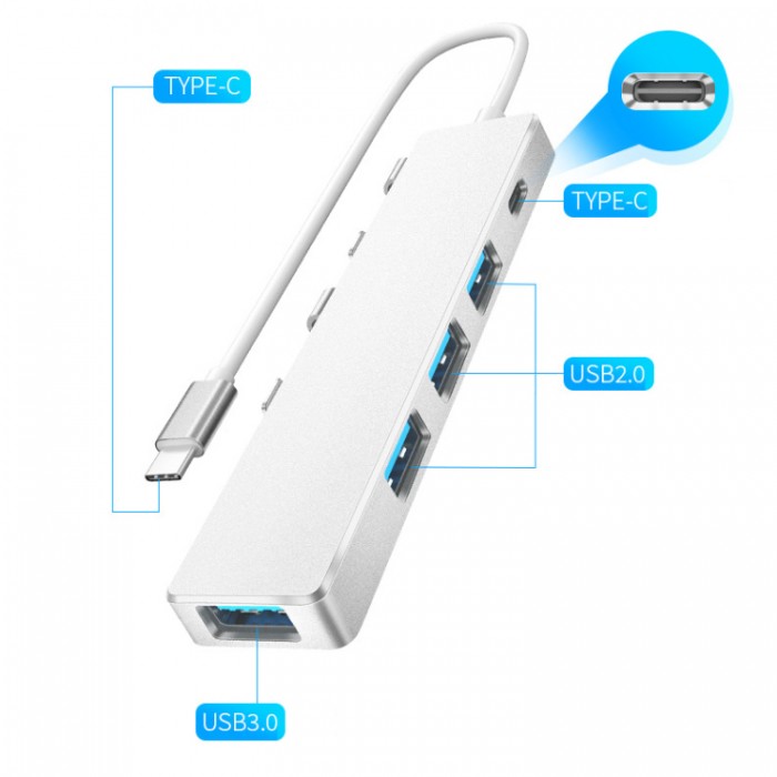 Орбита OT-PCR20 USB 2.0 5-in-1 (USB 3.0, USB 3.0 * 3, PD) Адаптер