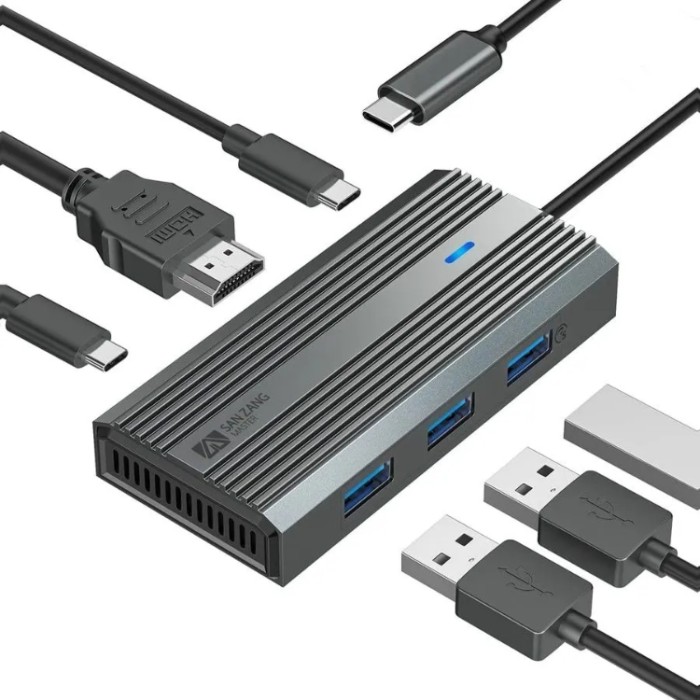 Sanzang SZPW USB-C HUB 6-in-1 (HDMI, USB-C, USB-A 3.0*3, PD) Адаптер