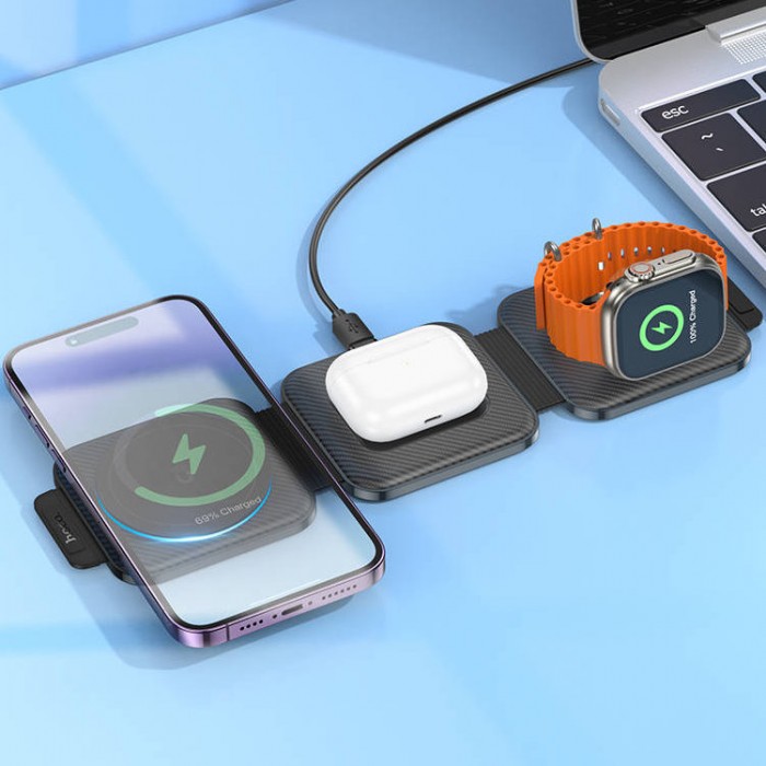 HOCO CQ4 Unique 3-in-1 folding magnetic Беспроводное зарядное устройство