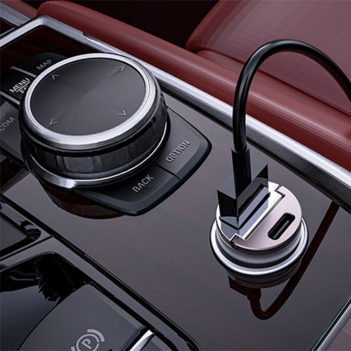 Hoco DZ1 Plus Super Mini QC3.0+/PD 30Вт (USB-C+USB) Автомобильное зарядное устройство