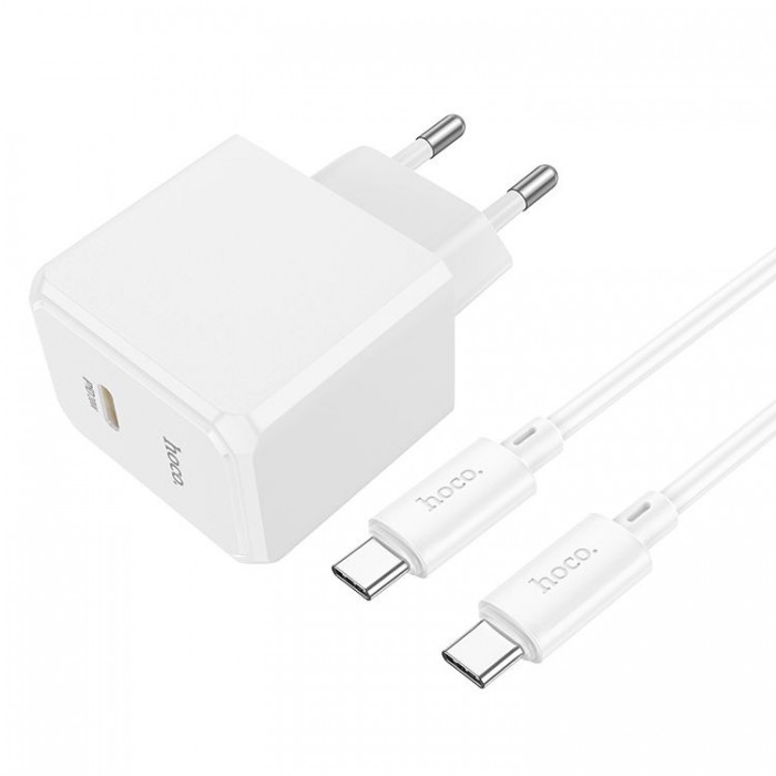 Hoco CS13A USB Type-C PD 20W + QC 3.0 + Кабель Type-c-Type-c (20 Вт) Сетевое зарядное устройство