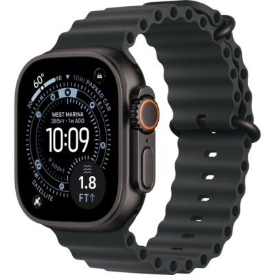 Apple Watch Ultra 3, 49 мм, GPS + Cellular, корпус из Черного титана, ремешок Ocean черного цвета