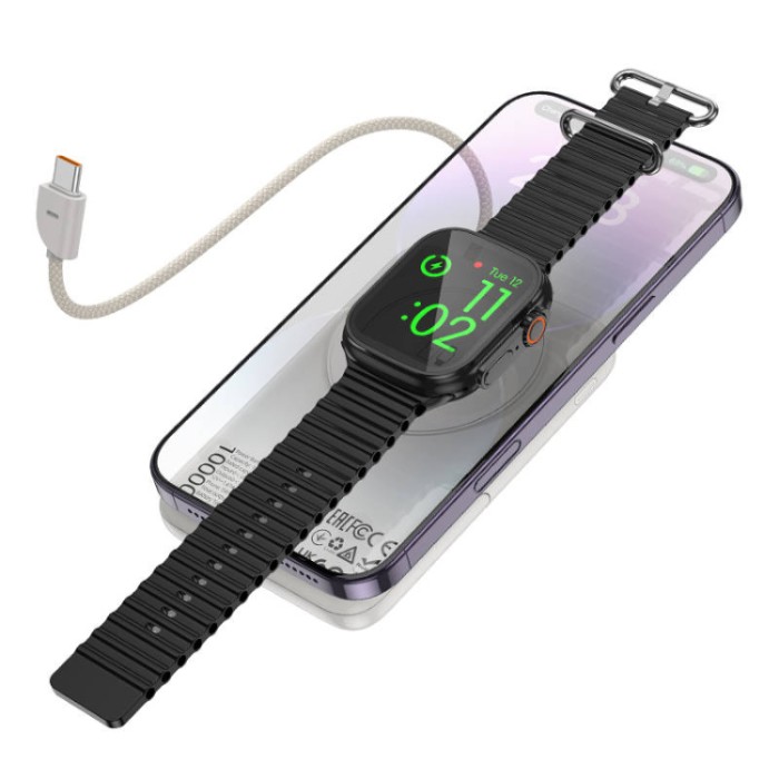 Hoco Q43 Clever dual PD20W with cable watch charger holder MagSafe magnetic (10 000 мАч) Внешний аккумулятор