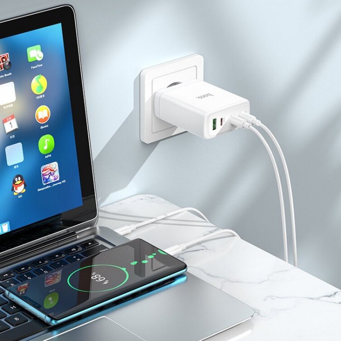 Hoco N31 USB + 3* USB Type C 3PD+QC3.0 GaN 100W (100 Вт) Сетевое зарядное устройство